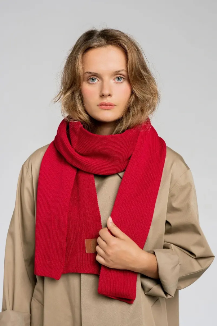 Raspberry red organic cotton plain scarf