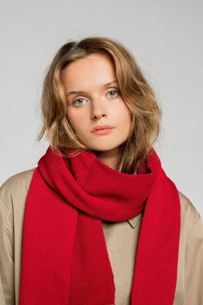 Raspberry red organic cotton plain scarf