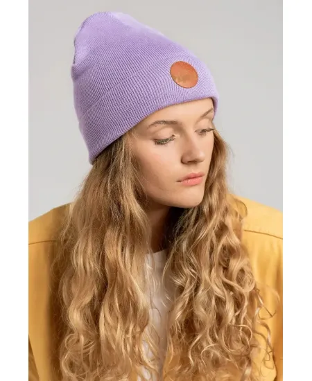 Czapka beanie z bawełny organicznej liliowa