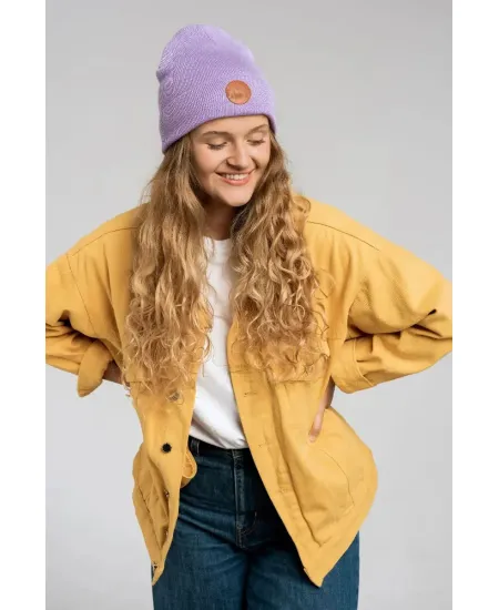 Czapka beanie z bawełny organicznej liliowa