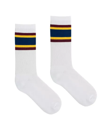 Sport white socks with stripes