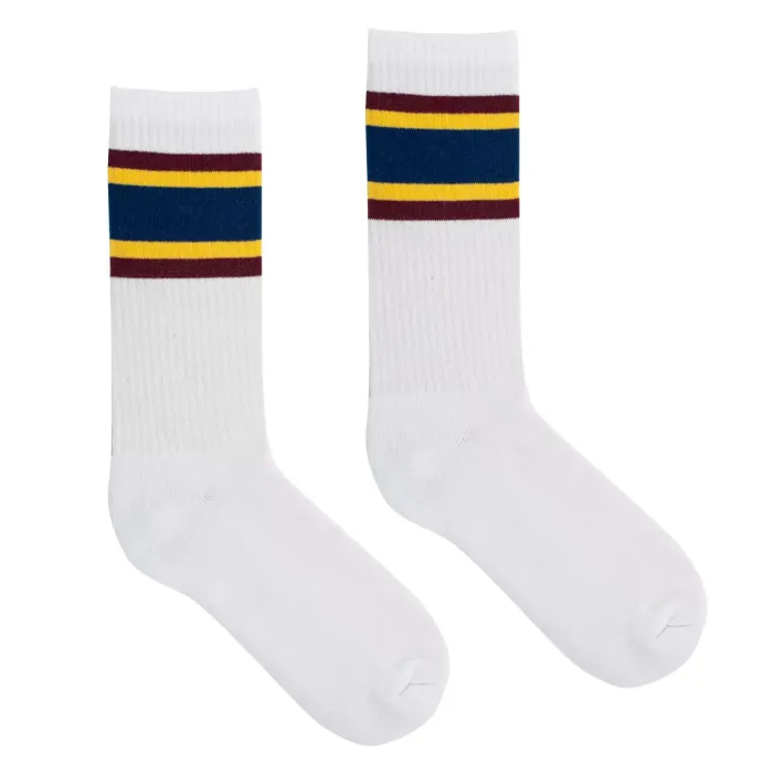 Sport white socks with stripes