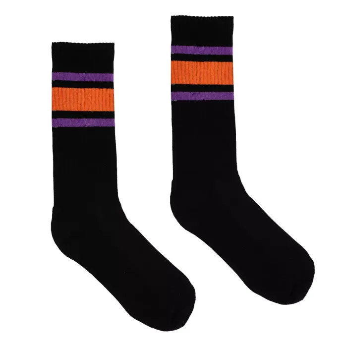 Sport black socks with stripes