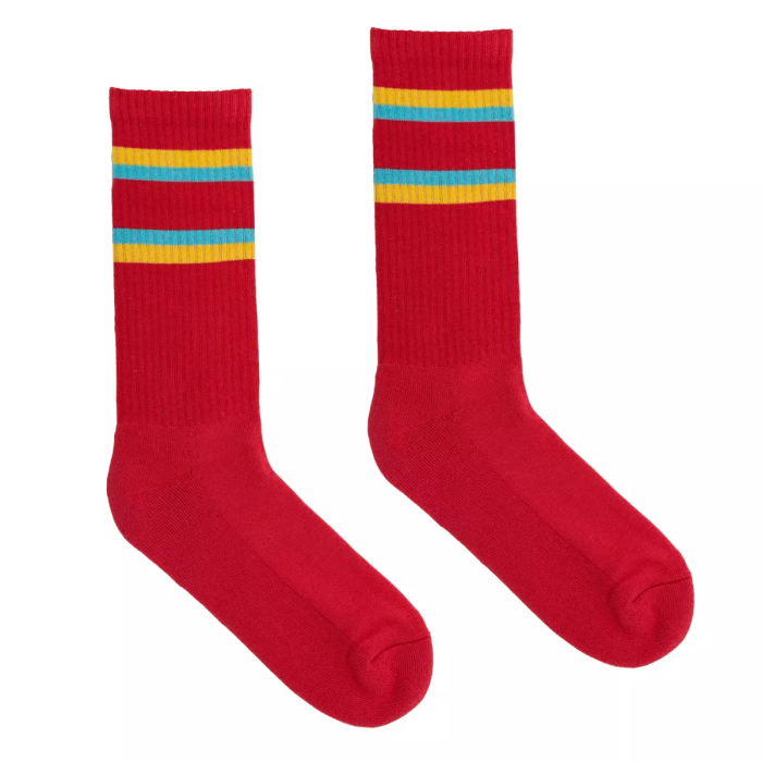 Sport red tulip socks with stripes