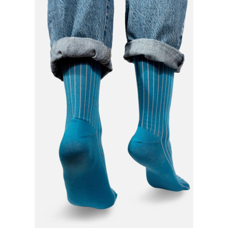 Sapphire blue organic cotton suit socks with pink elastane