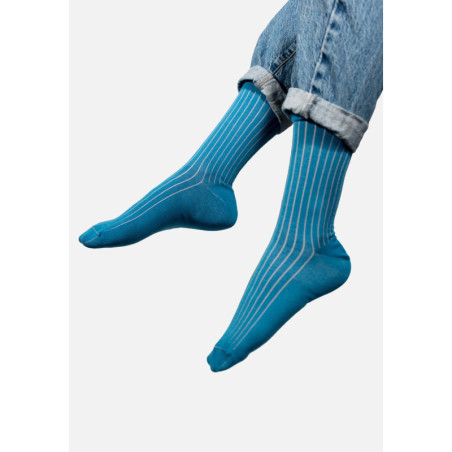 Sapphire blue organic cotton suit socks with pink elastane