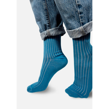 Sapphire blue organic cotton suit socks with pink elastane