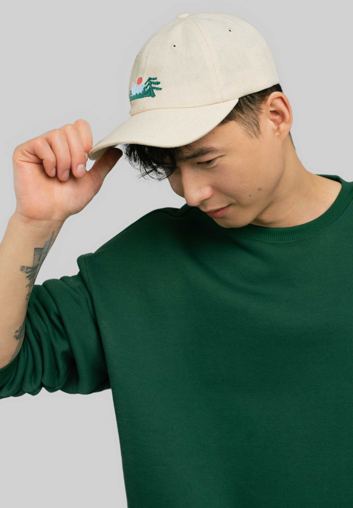 Low profile organic cotton baseball cap Mountains