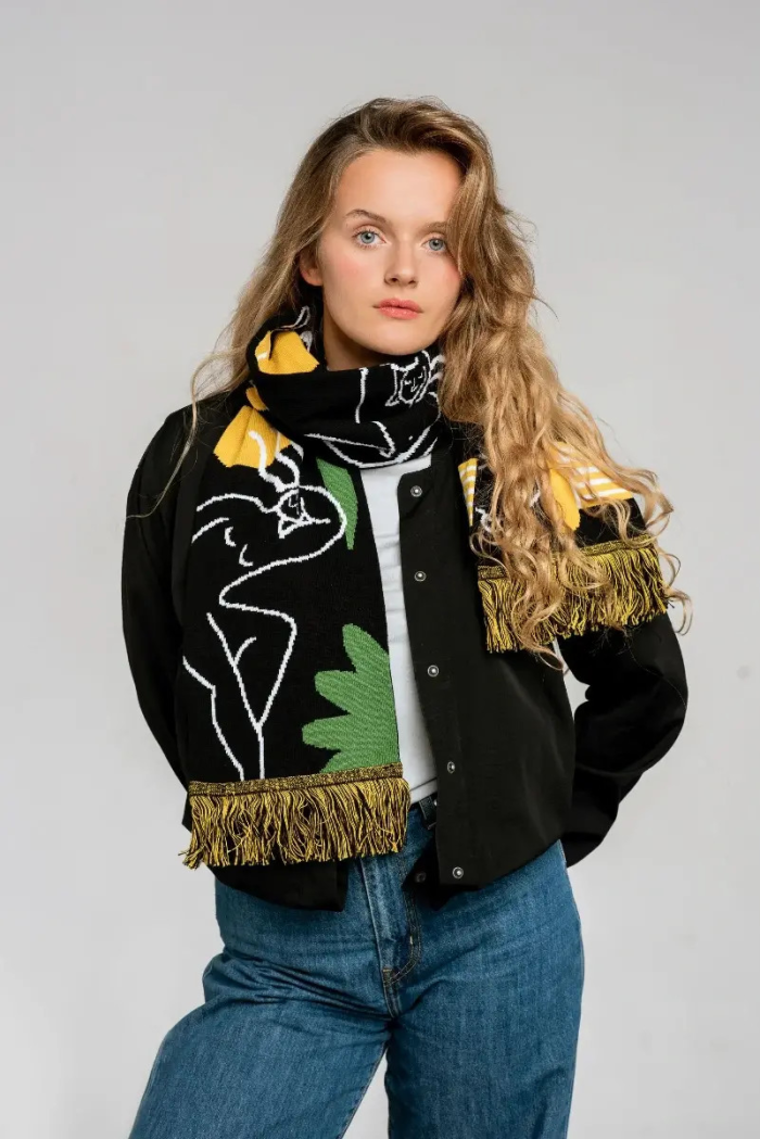 Organic cotton scarf Antique