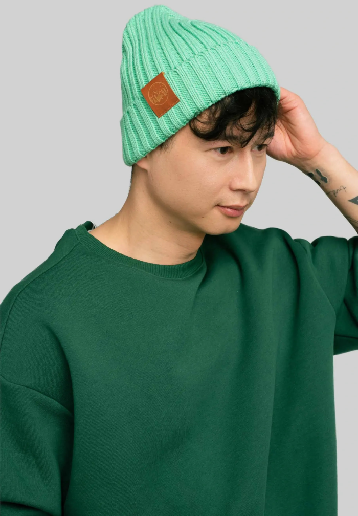 Light mint organic cotton alkatraz beanie
