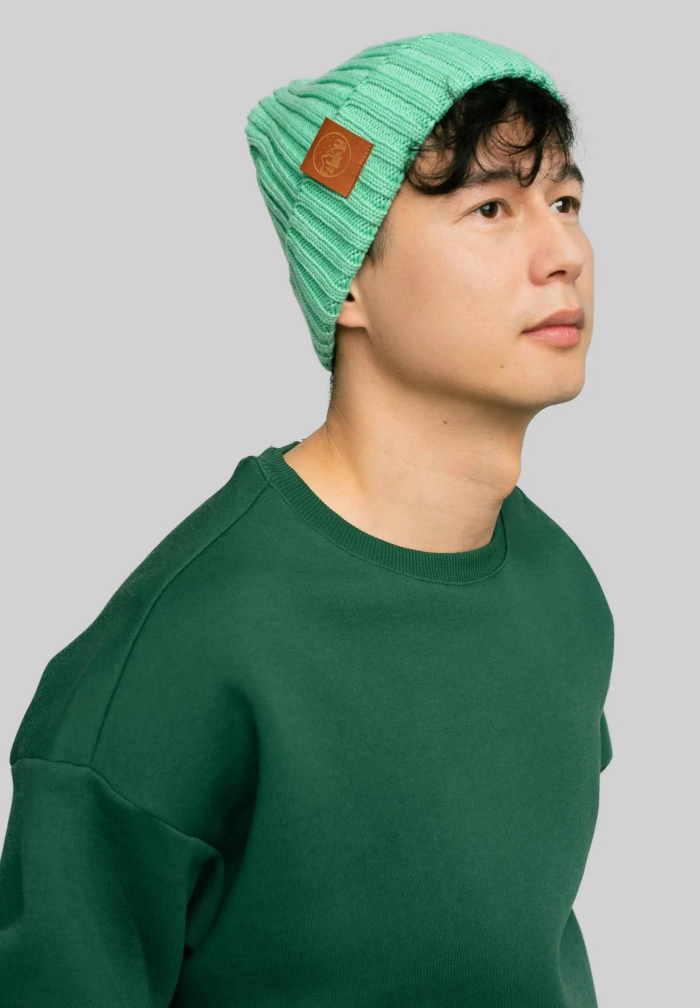 Light mint organic cotton alkatraz beanie
