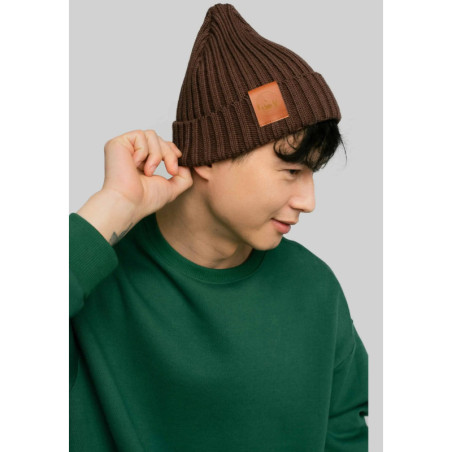 Brown organic cotton alkatraz beanie