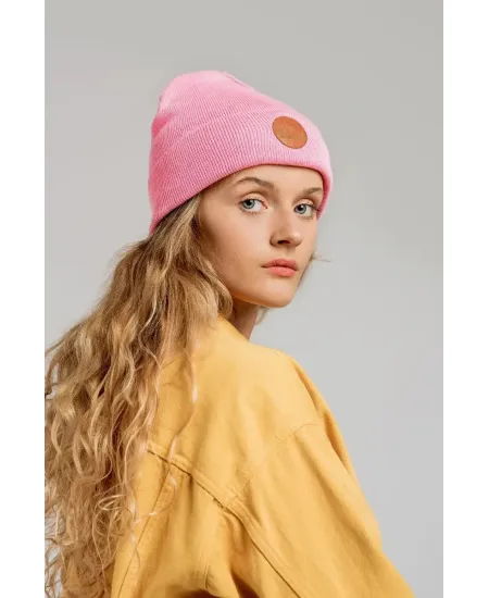 Czapka beanie z bawełny organicznej różowa lewkonia