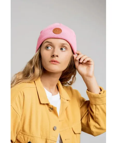 Czapka beanie z bawełny organicznej różowa lewkonia