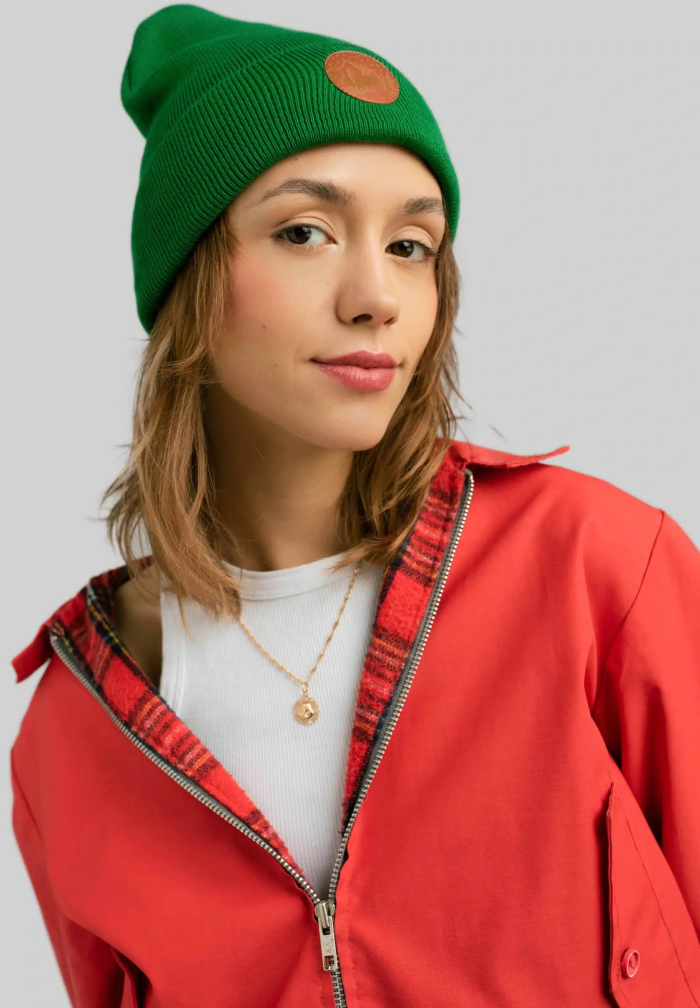 Green organic cotton classic beanie