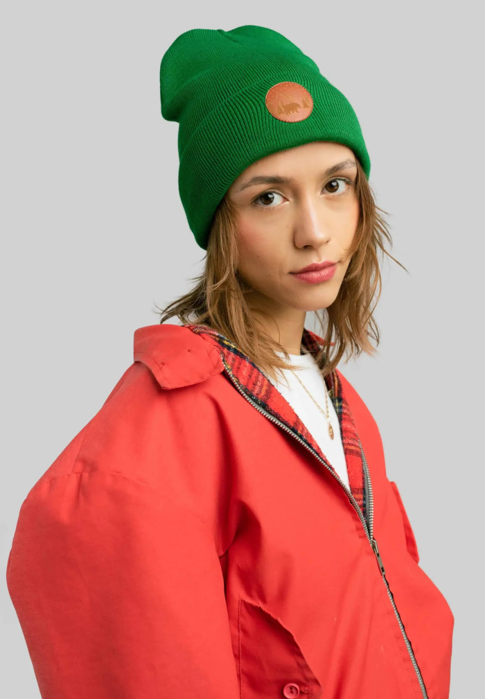 Czapka beanie z bawełny organicznej zielona