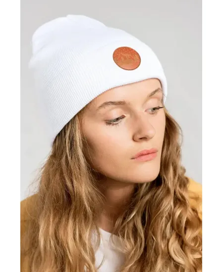 White organic cotton classic beanie