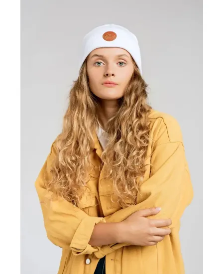 White organic cotton classic beanie