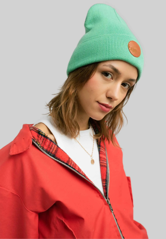Czapka beanie z bawełny organicznej blada miętowa