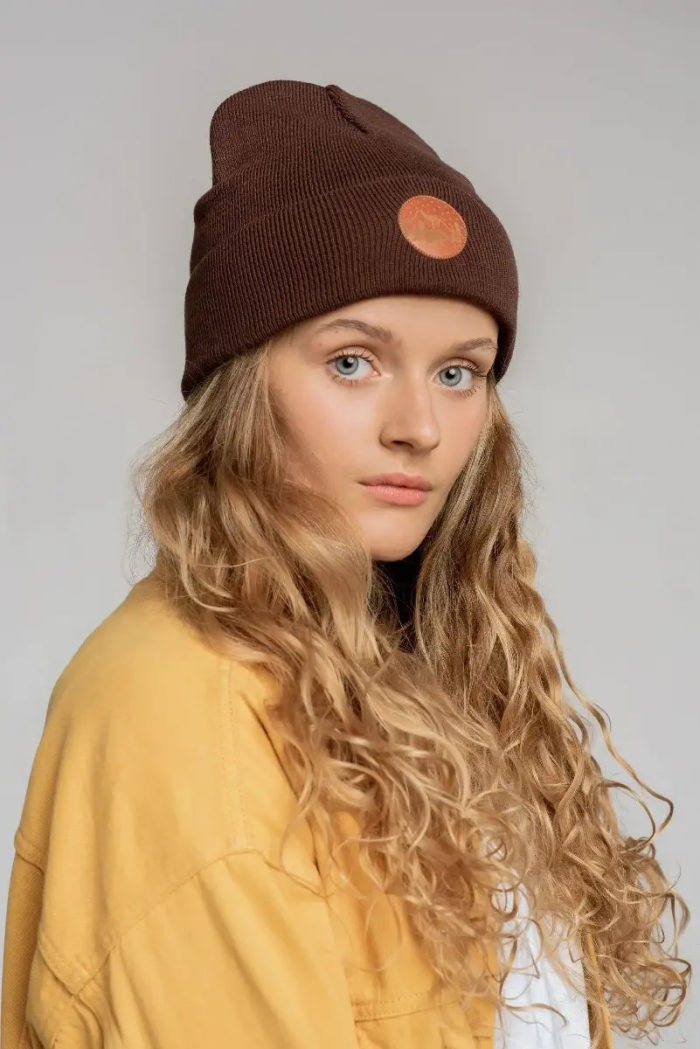 Brown organic cotton classic beanie