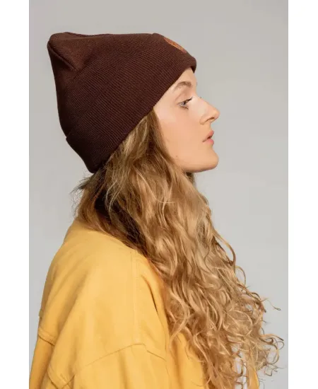 Brown organic cotton classic beanie