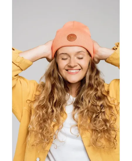 Peach organic cotton classic beanie