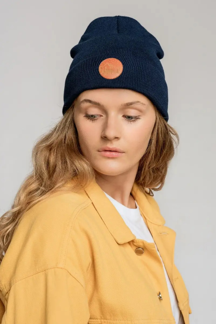 Navy blue organic cotton classic beanie