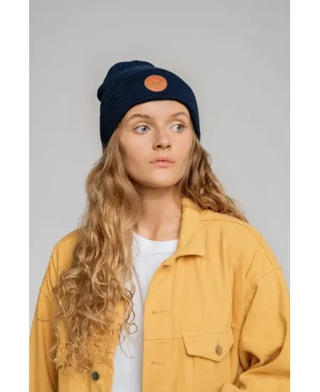 Czapka beanie z bawełny organicznej granatowa