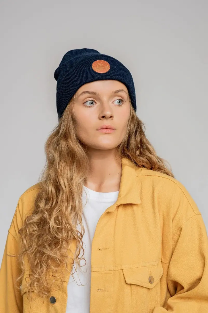 Navy blue organic cotton classic beanie