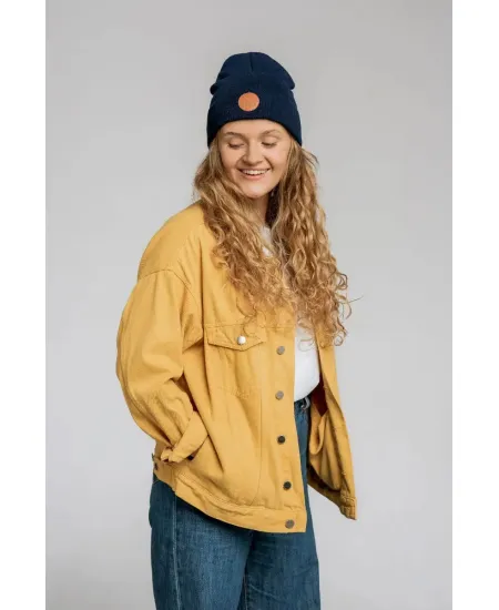 Czapka beanie z bawełny organicznej granatowa