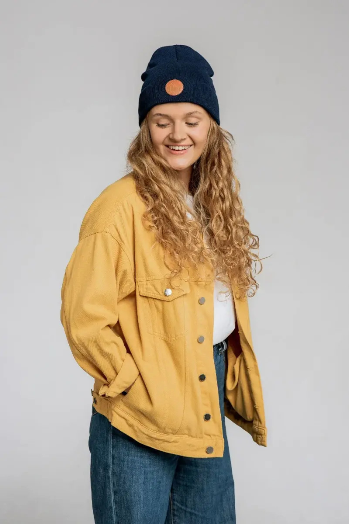 Navy blue organic cotton classic beanie