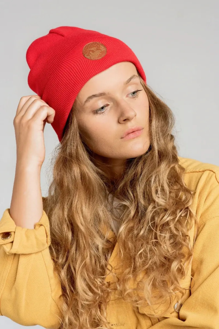 Czapka beanie z bawełny organicznej makowa