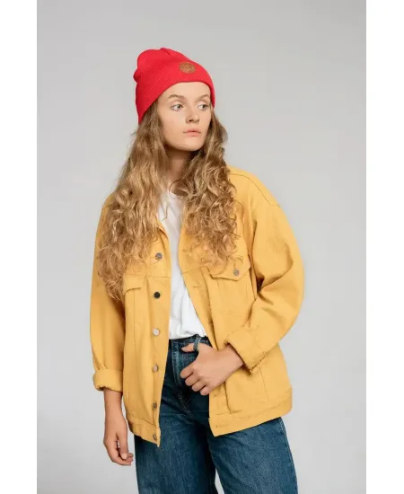 Czapka beanie z bawełny organicznej makowa