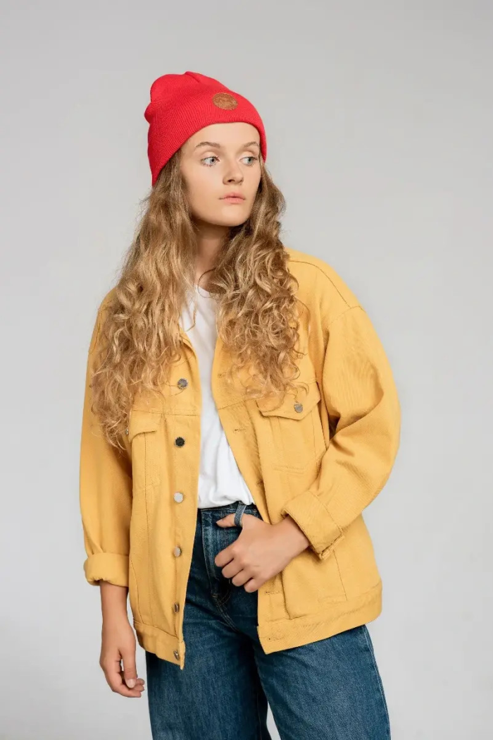 Czapka beanie z bawełny organicznej makowa
