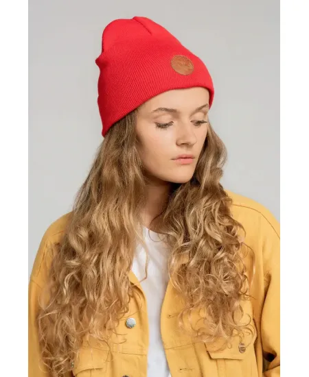 Czapka beanie z bawełny organicznej makowa