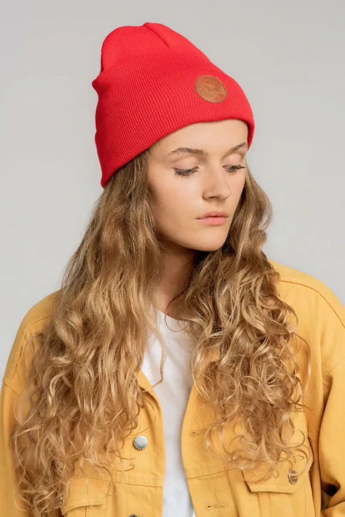 Czapka beanie z bawełny organicznej makowa