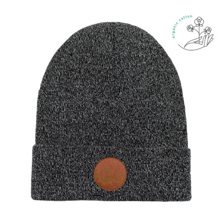 Czapka beanie z bawełny organicznej czarno-biały melanż
