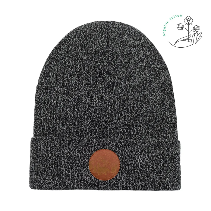 Czapka beanie z bawełny organicznej czarno-biały melanż