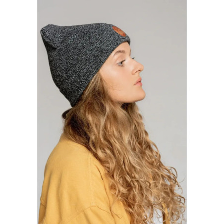 Black'n'white melange organic cotton classic beanie