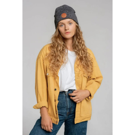 Czapka beanie z bawełny organicznej czarno-biały melanż