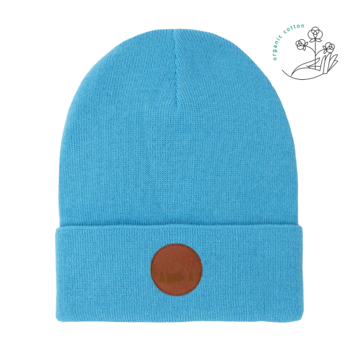 Czapka beanie z bawełny organicznej niebiańska