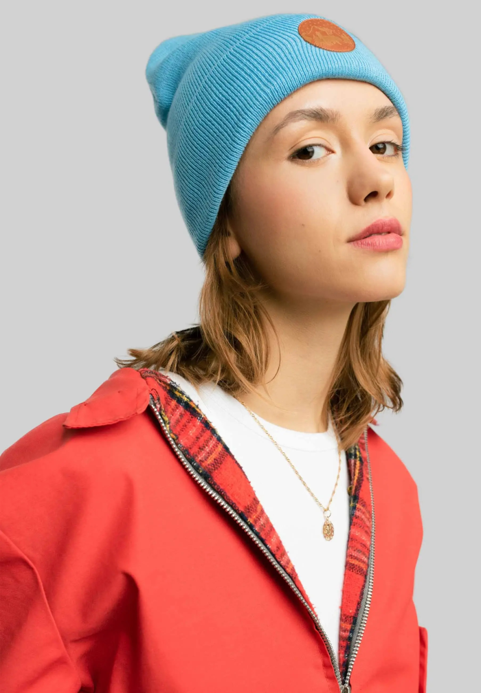 Czapka beanie z bawełny organicznej niebiańska
