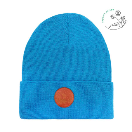 Czapka beanie z bawełny organicznej niebieska