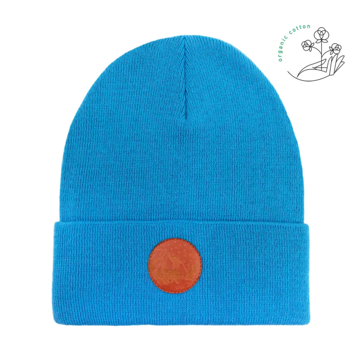 Czapka beanie z bawełny organicznej niebieska
