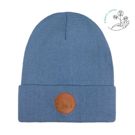 Czapka beanie z bawełny organicznej szary błękit