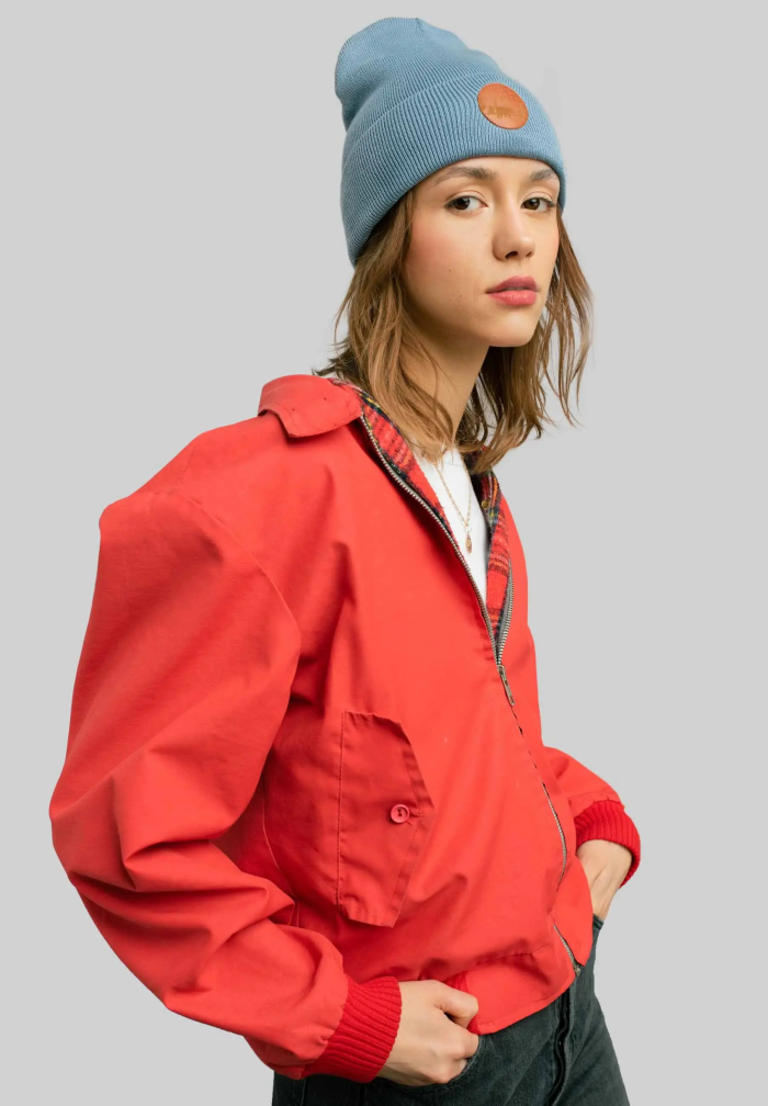 Czapka beanie z bawełny organicznej szary błękit