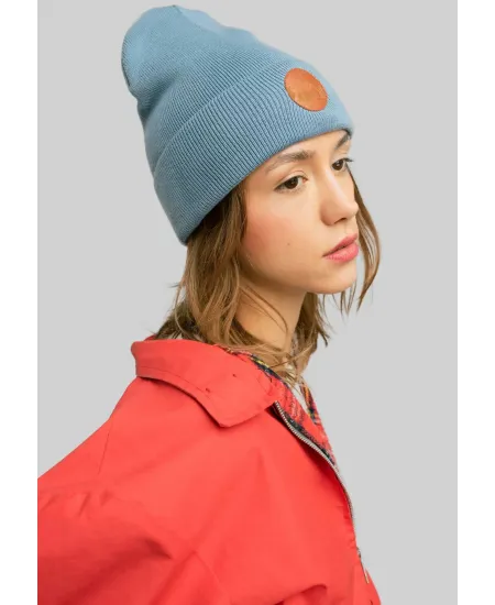 Czapka beanie z bawełny organicznej szary błękit
