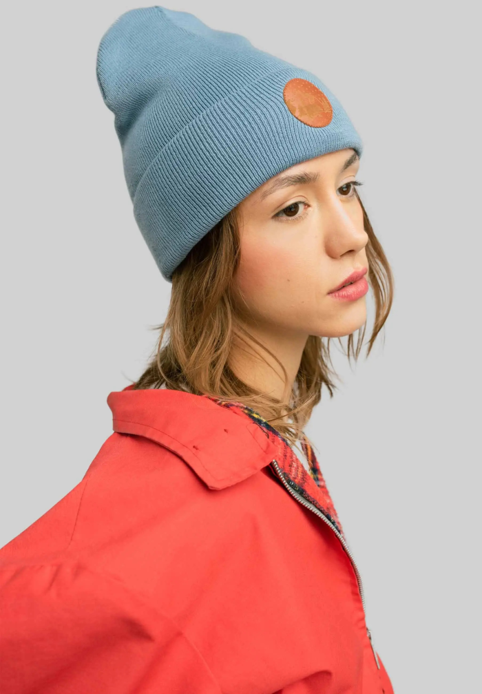 Blue-grey organic cotton classic beanie