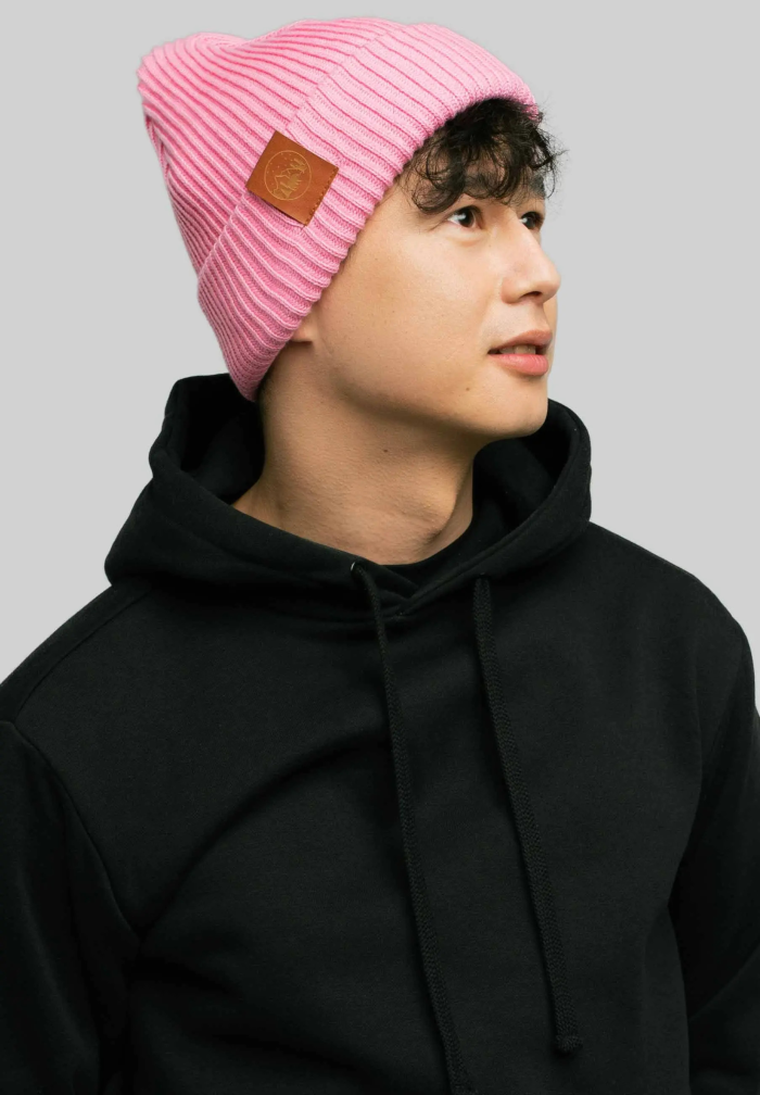 Pink levconia organic cotton winter beanie