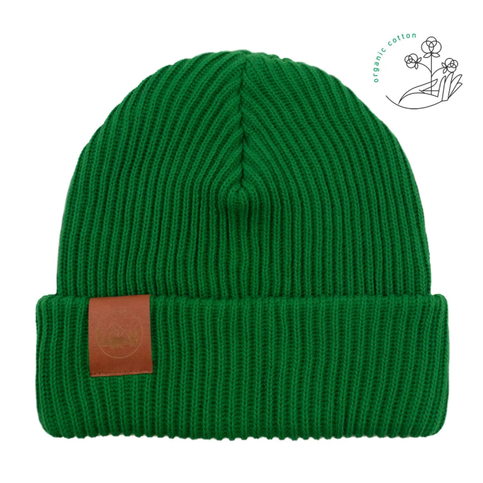 Green organic cotton winter beanie